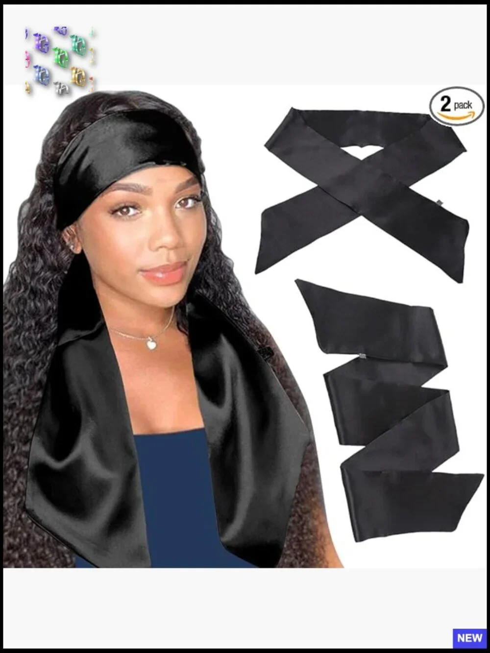 Satin Edge Scarf Non Slip Hair Wrap for Wigs Yoga Makeup Elegant Minimal